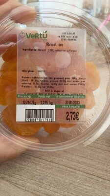 Abricot sec - Voedingswaarden - fr