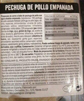 Pechuga empanada de pollo - Nutrition facts - es