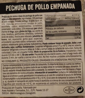 Empanada Pechuga - Nutrition facts