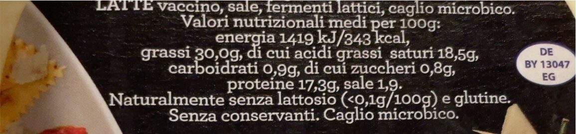 Caciotta - Nutrition facts - it
