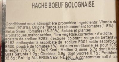 Haché bœuf bolognaise - Ingrédients