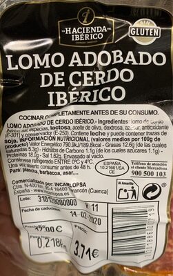 Lomo adobado de cerdo iberico - Nutrition facts