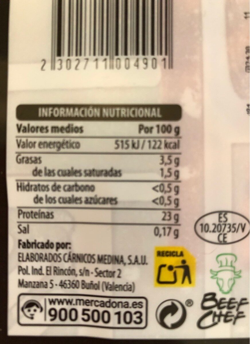 Filete 1ªA - Nutrition facts - es