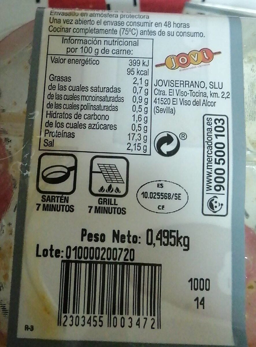Pincho amarillo con perejil - Nutrition facts - es