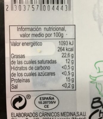 Churrasco - Informació nutricional - es