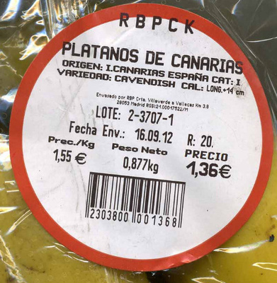 Platanos de canarias - Ingrediënten - es