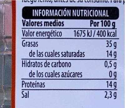 Chorizo oreado - Valori nutrizionali - es