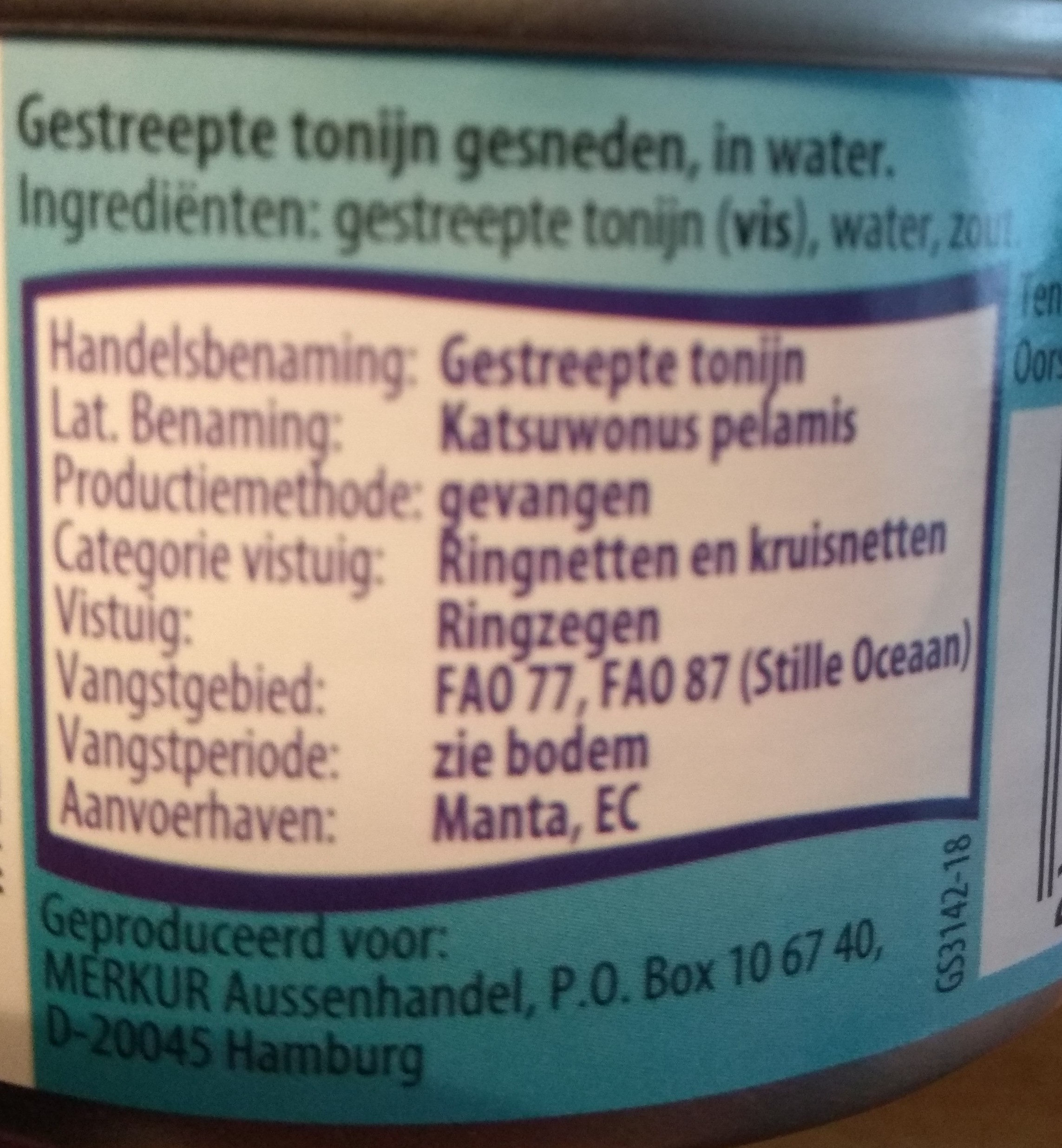 Tonijn in water - Ingrediënten