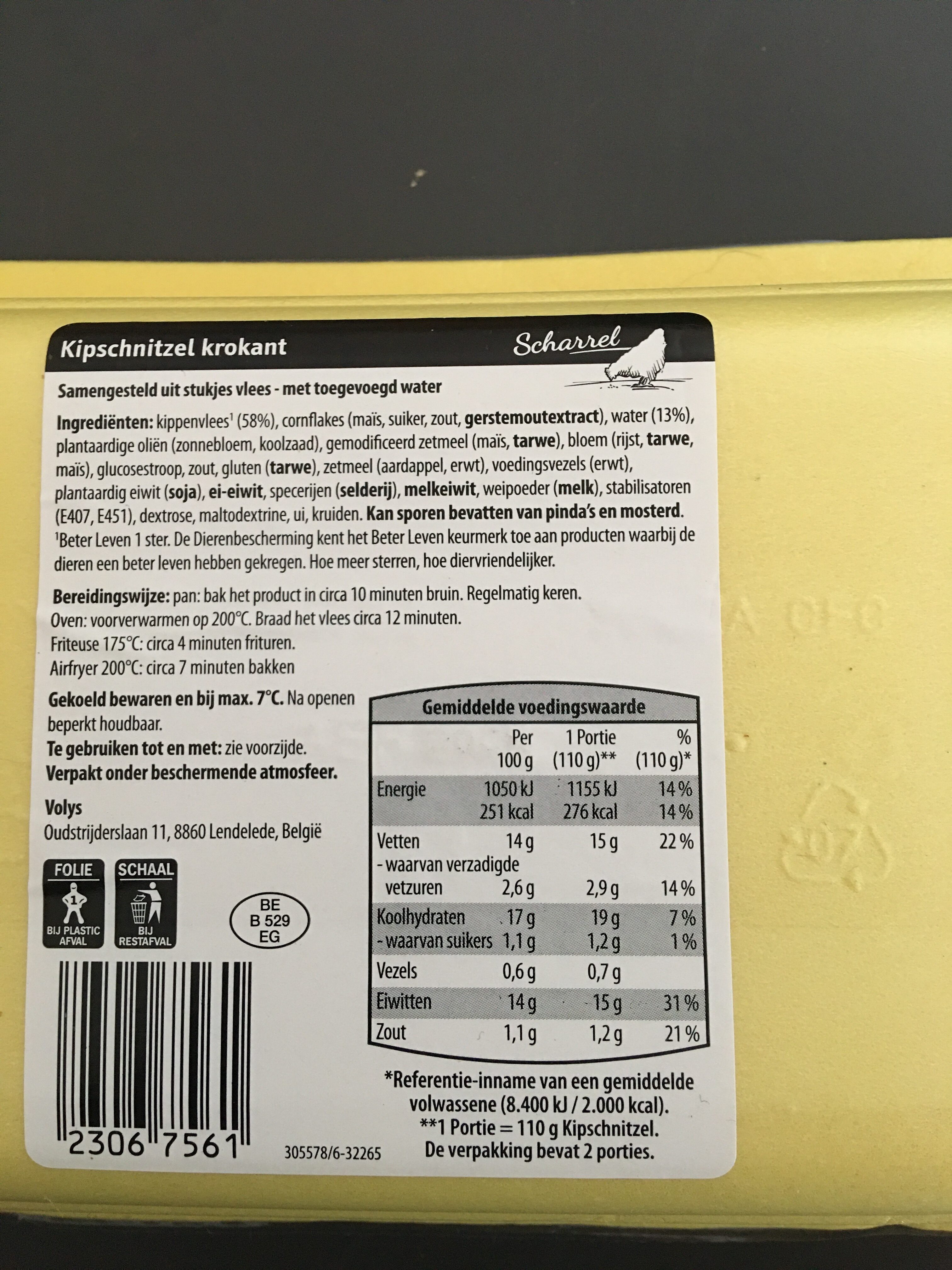 Kipschnitzel - Voedingswaarden