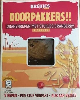 Doorpakkers!! Granenrepen met stukjes cranberry - Product