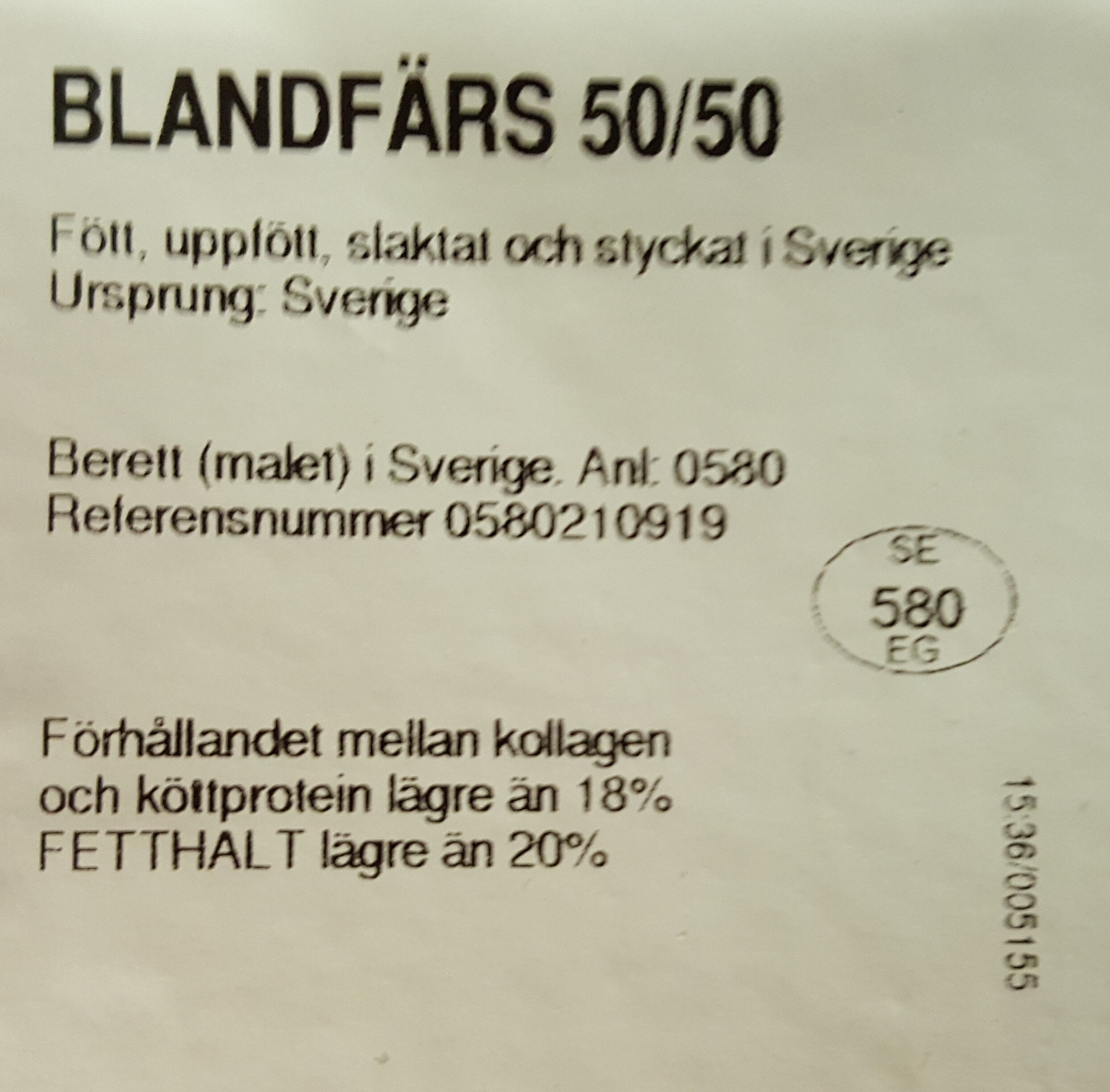 Blandfärs - Nöt/fläsk noga utvalt från svenska gårdar. - Ingredienser