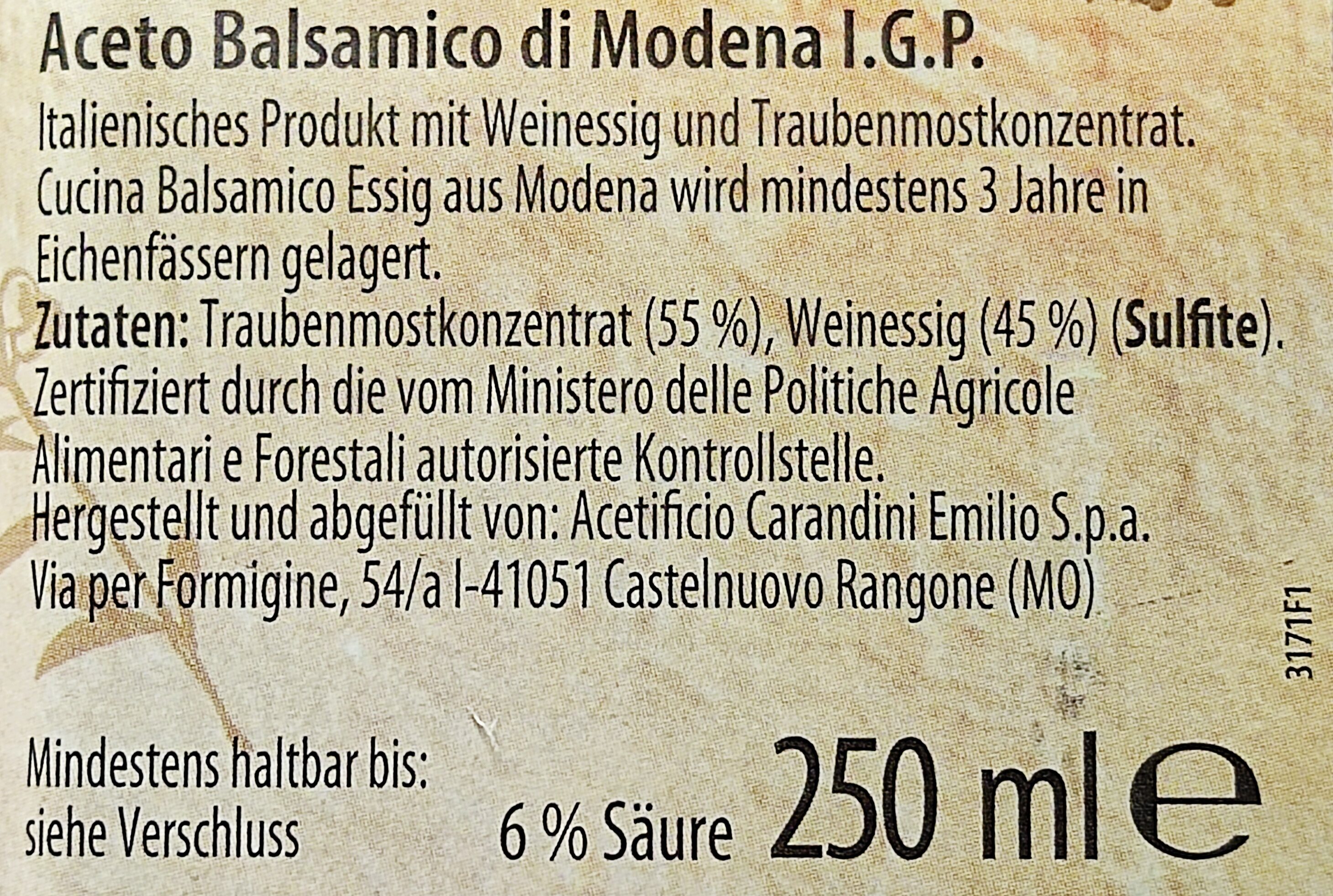 Aceto Balsamico di Modena I.G.P. - Zutaten