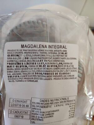 Magdalenas integrales - Ingredients
