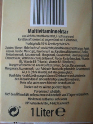 Multivitamin-Nektar - Zutaten