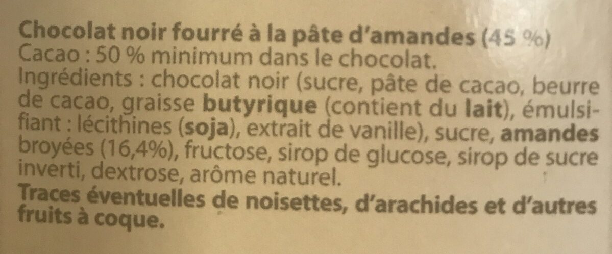 Chocolat Amandes, Edel Marzipan Vollmil. .. - Ingredients - fr