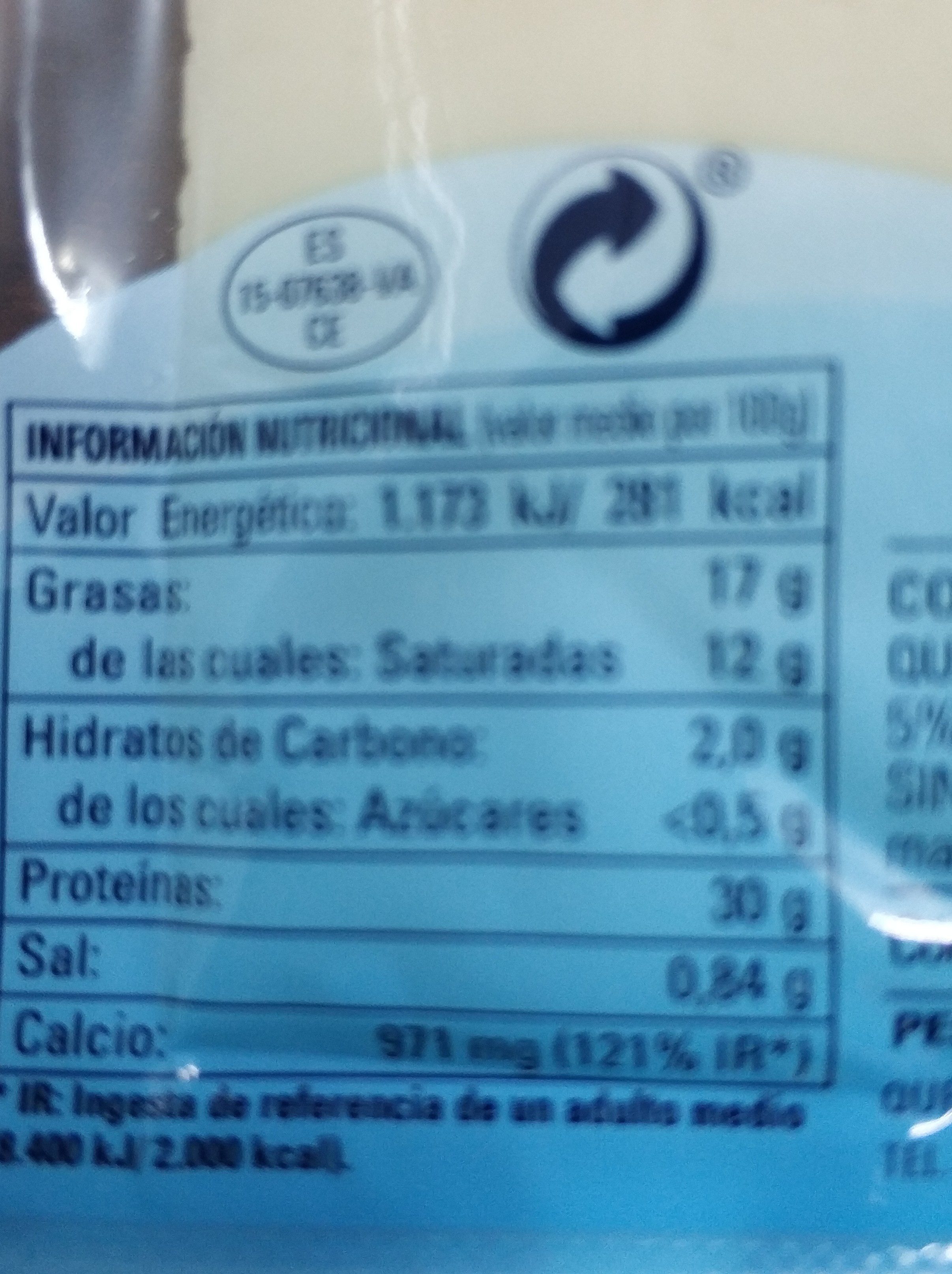 Queso light - Nutrition facts - es