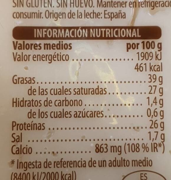 Queso manchego viejo tostado - Nutrition facts - fr