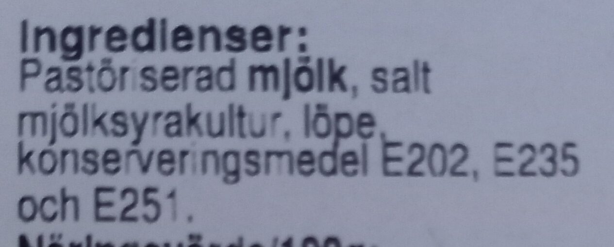 Norrlandsost - Ingredienser
