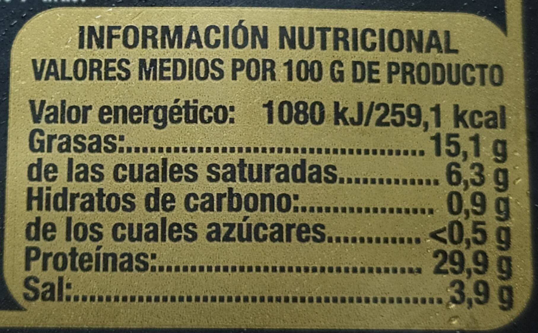 Taco paleta curada - Información nutricional