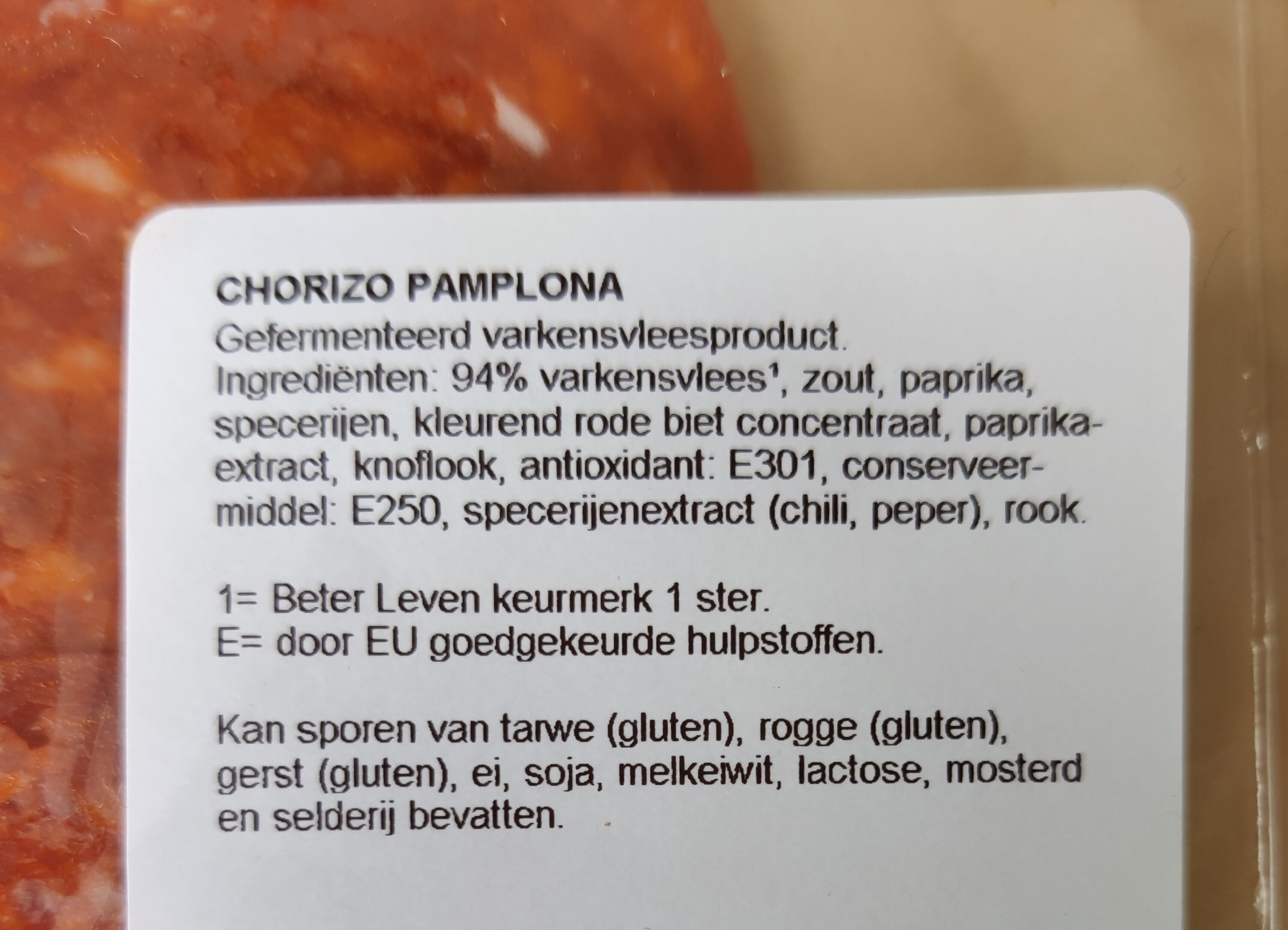 Chorizo pamplona - Ingredients - nl