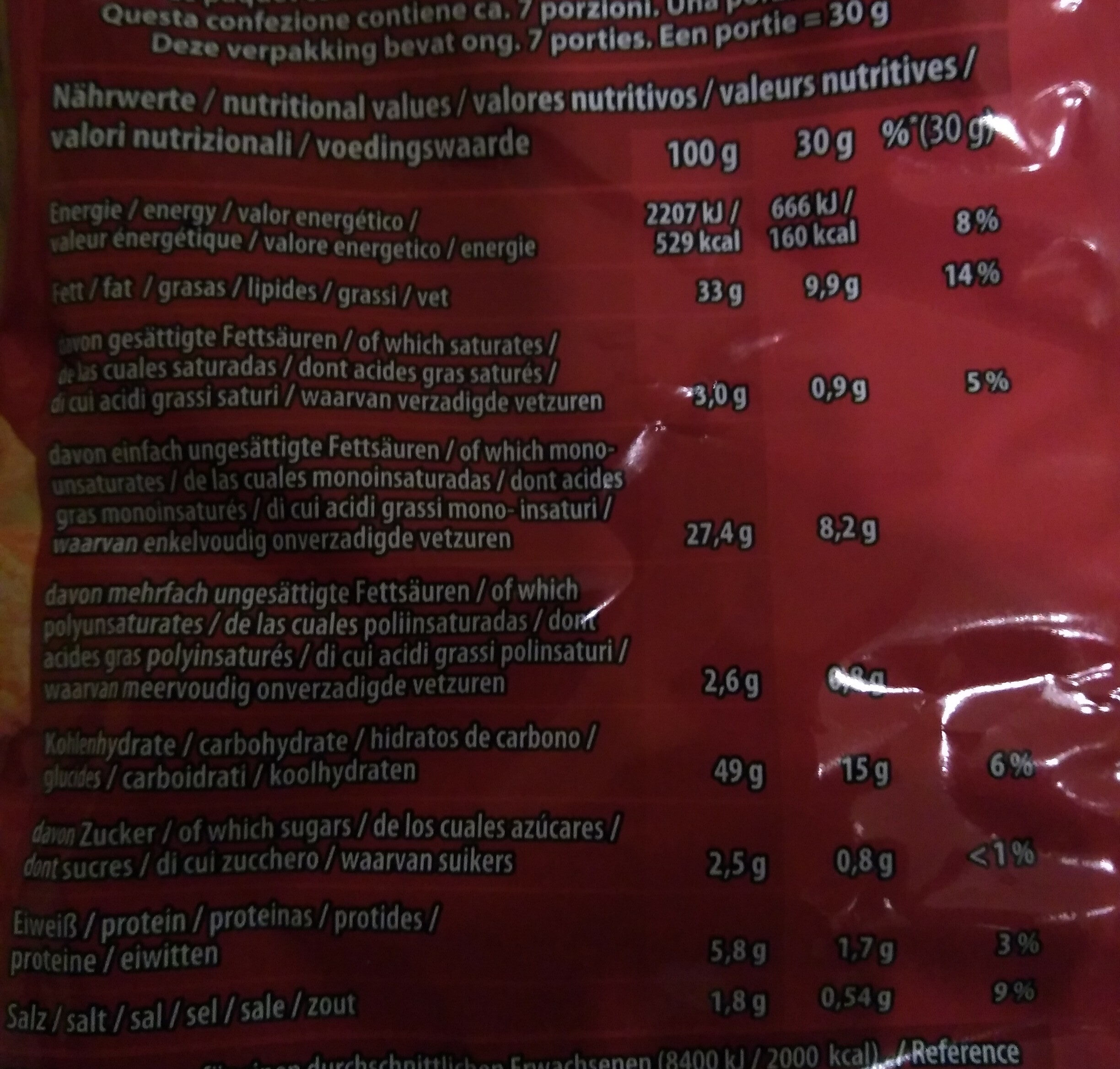 Red Paprika Chips - Nährwertangaben