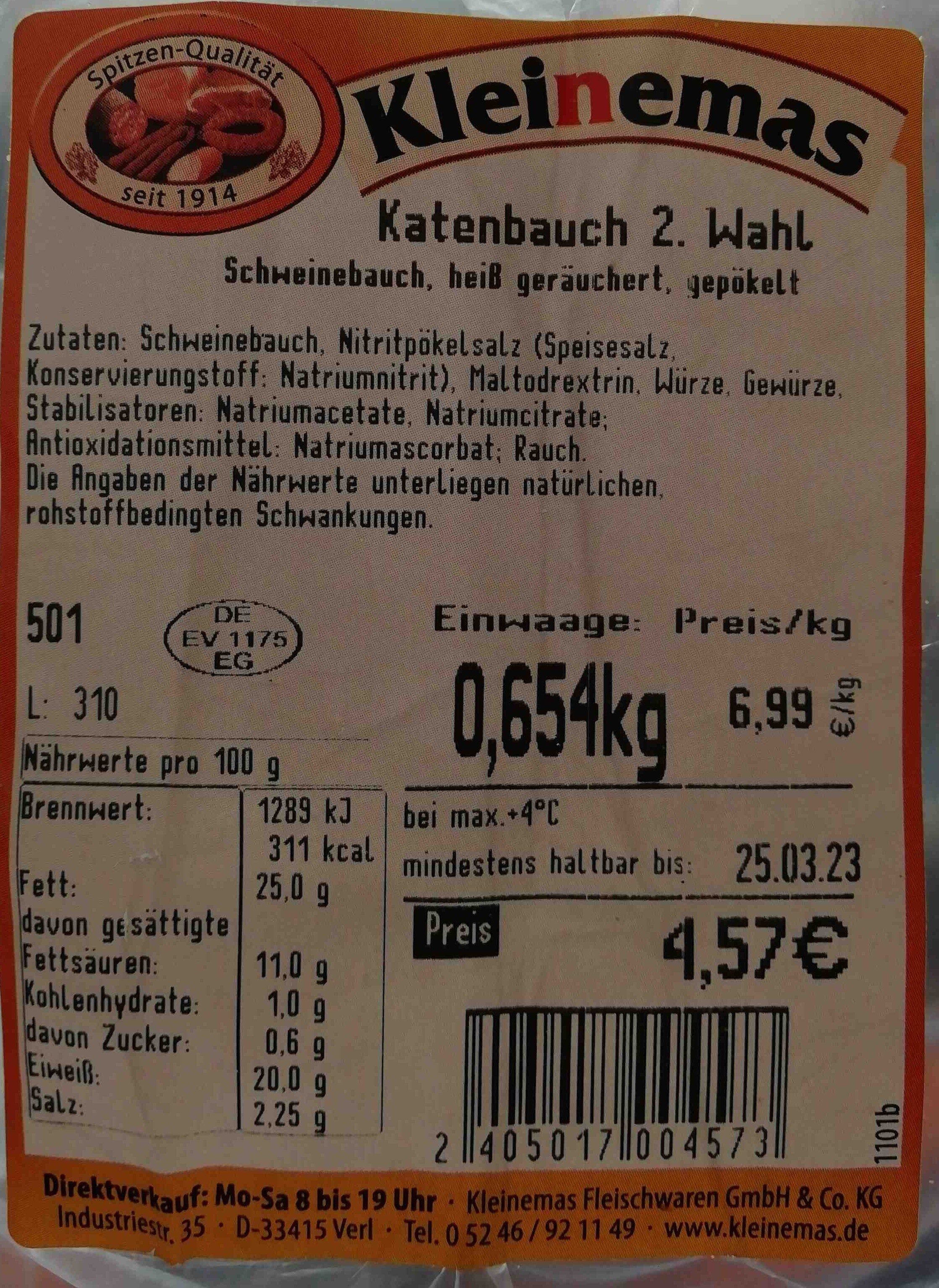 Katenbauch, 2. Wahl - Produkt