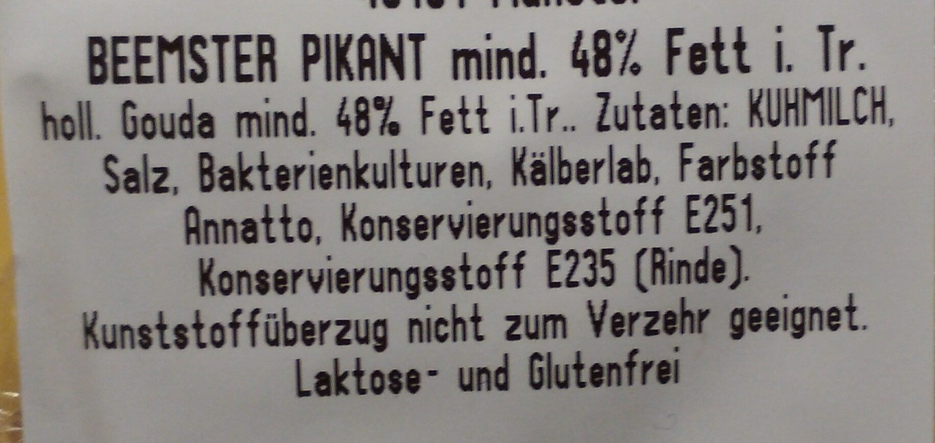 Beemster Pikant - Ingredients - de