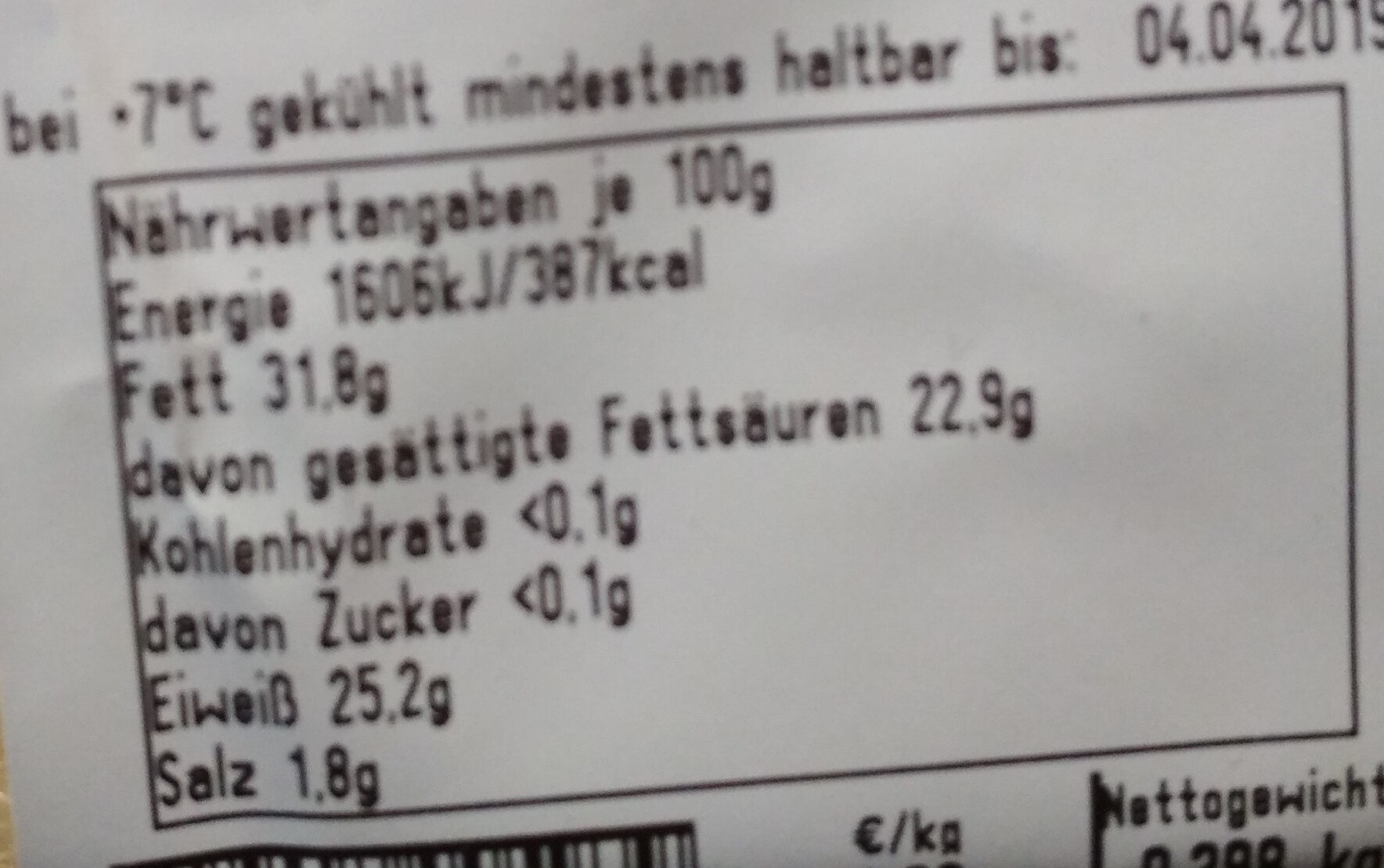 Beemster Pikant - Nutrition facts - de