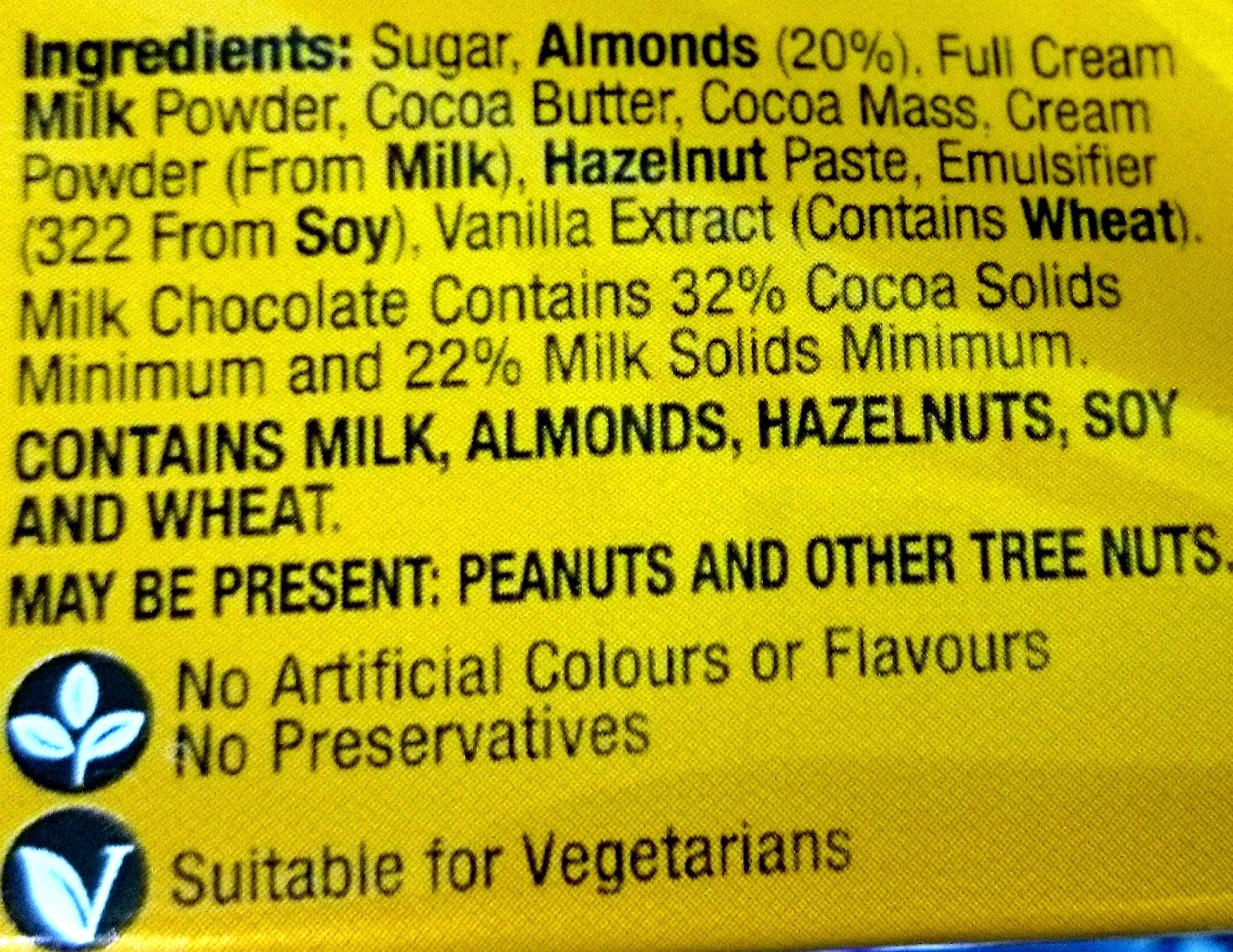 Almonds Chocolate Block - Ingredients