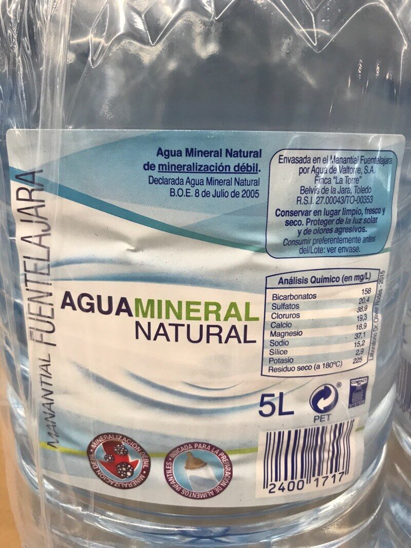 Agua mineral natural manantial fuentelajara - Ingredientes