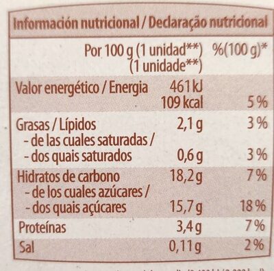Soja y chocolate yogures - Información nutricional