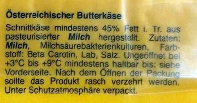milfina österreichischer Butterkäse - Zutaten