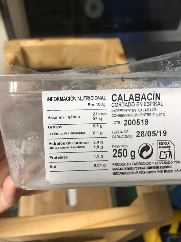 Espirales de calabacín - Nutrition facts - es