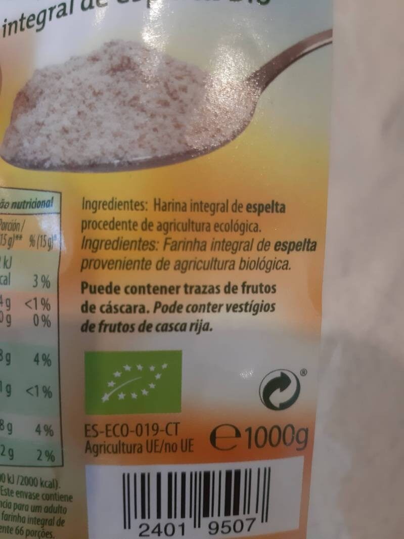 Harina integral de espelta bio - Tableau nutritionnel - it