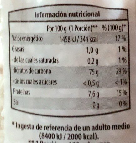 Arroz Bomba - Nutrition facts - es