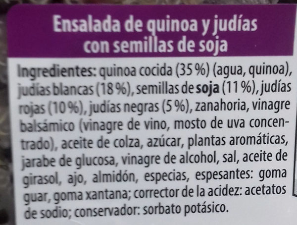 Ensalada de quinoa y judías con semillas de soja - Ingredientes
