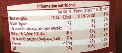 Salsa barbacoa - Nutrition facts - es