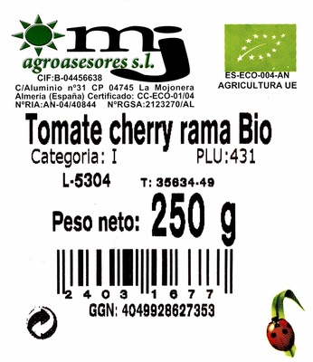 Tomate cherry rama ecológico - Ingrediënten - es