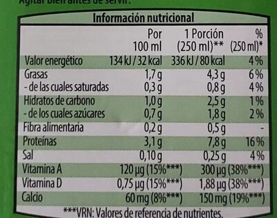 Bebida de soja sin azúcares añadidos - Tableau nutritionnel - es