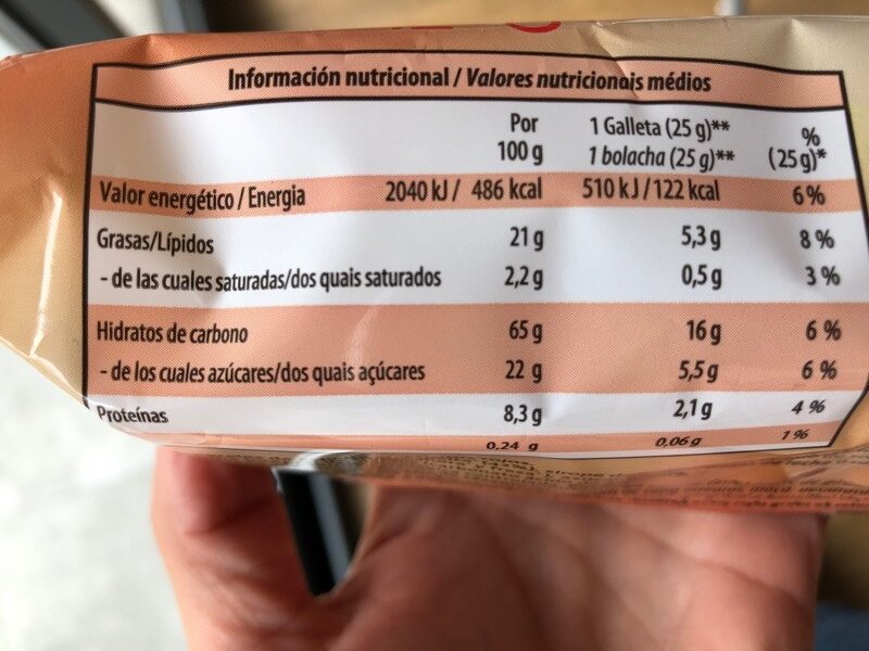 Galletas integrales de espelta con frutos rojos - Informació nutricional - es