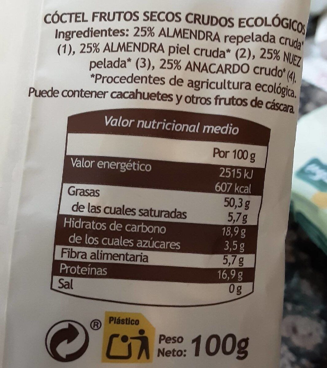Frutos secos crudos Gutbio - Tableau nutritionnel - es