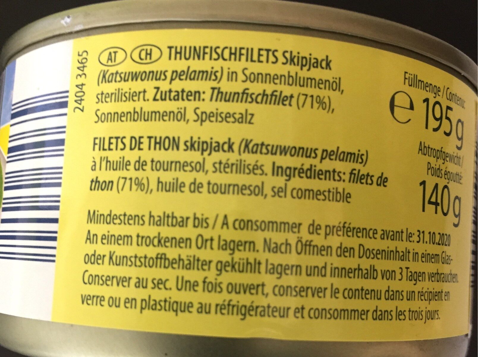 Filetti di tonno in olio di semi di girasole - Ingrediënten - fr