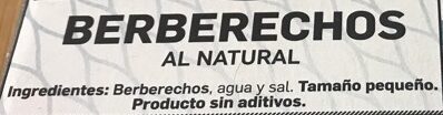Berberechos al natural - Ingredients - es