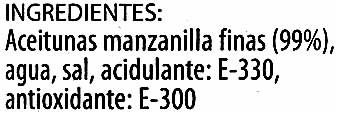 Aceitunas verdes deshuesadas "El Cultivador" Variedad Manzanilla - Ingredients - es