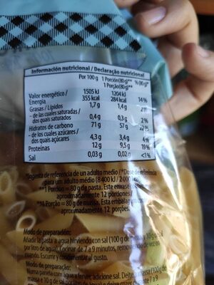 Macarrones 100% trigo duro - Informació nutricional - es
