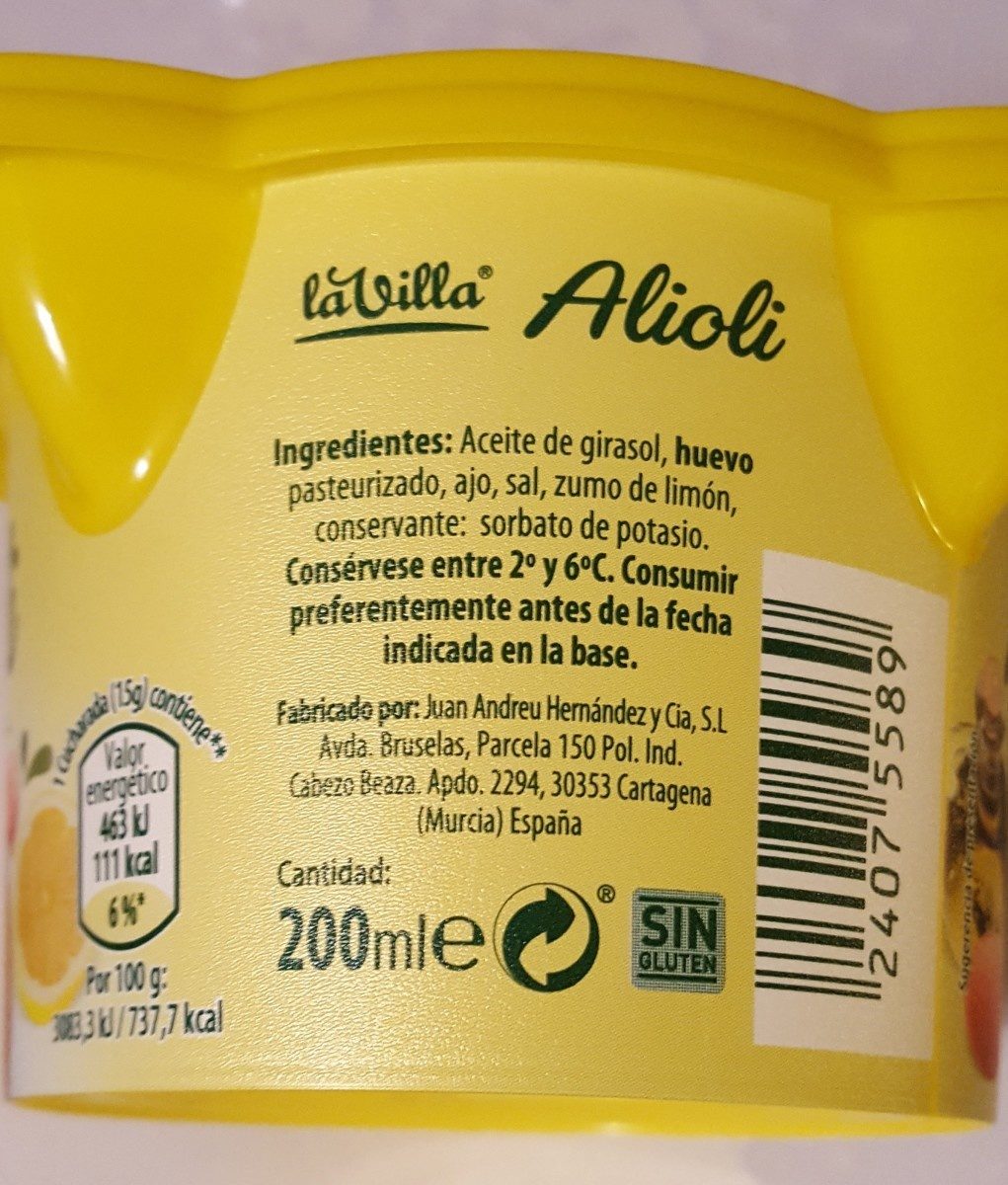 Alioli - Ingredients - fr