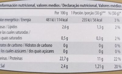 Salmón salvaje - Nutrition facts - es