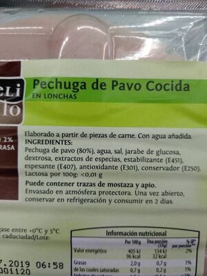 Pechuga de Pavo Cocida - Ingredienti - en