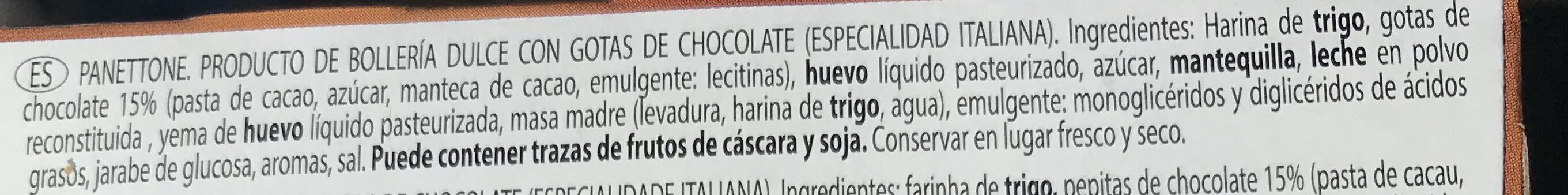 Mamma mamcini panettone gocce di cioccolato - Ingredients - es