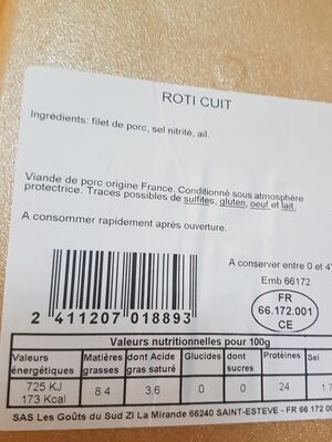 Rôti cuit - Ingredients - fr